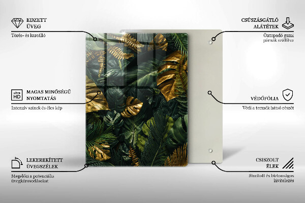 Protetor de placa de indução Folhas de Monstera Dourada