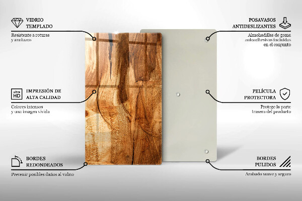Proteção para placa de indução Textura de tábua de madeira