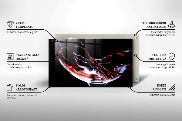 Tampa de parede para fogão a gás Um copo de vinho tinto