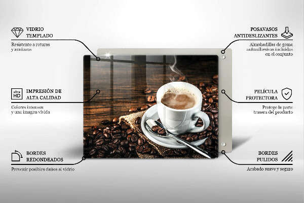 Cobertura de indução Uma xícara e grãos de café