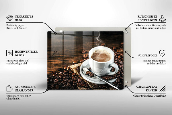 Cobertura de indução Uma xícara e grãos de café