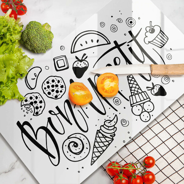 Cobertura de indução A inscrição Bon Appetit