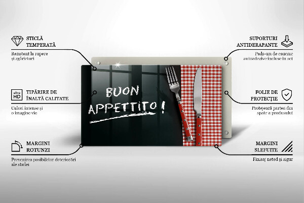 Vidro para placas de indução A inscrição Buon Appetito!