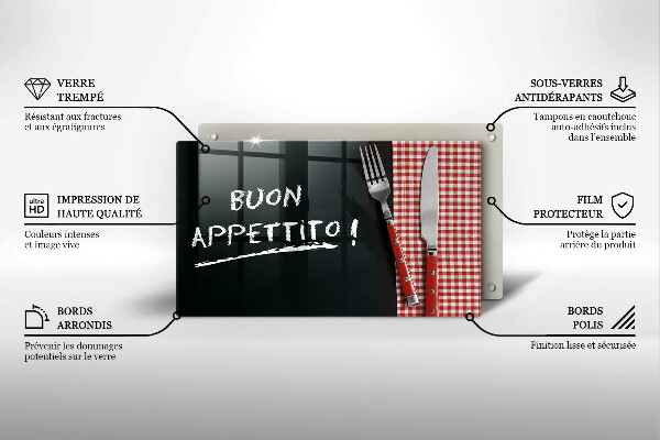 Vidro para placas de indução A inscrição Buon Appetito!