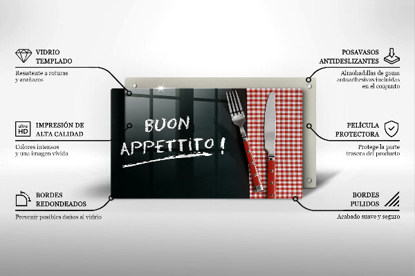 Vidro para placas de indução A inscrição Buon Appetito!