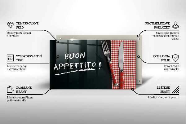 Vidro para placas de indução A inscrição Buon Appetito!