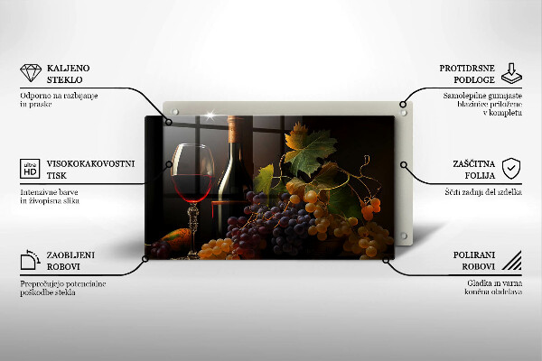 Tampa da placa de indução Um copo de vinho e uvas