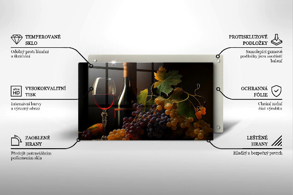 Tampa da placa de indução Um copo de vinho e uvas