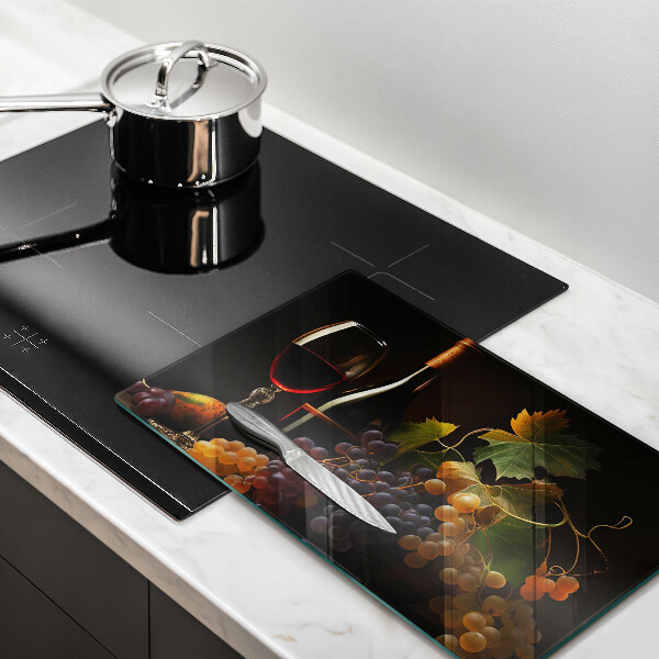 Tampa da placa de indução Um copo de vinho e uvas