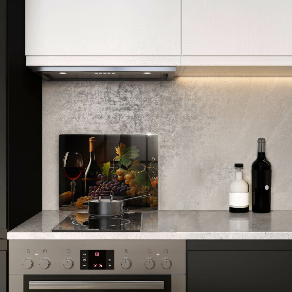 Tampa da placa de indução Um copo de vinho e uvas