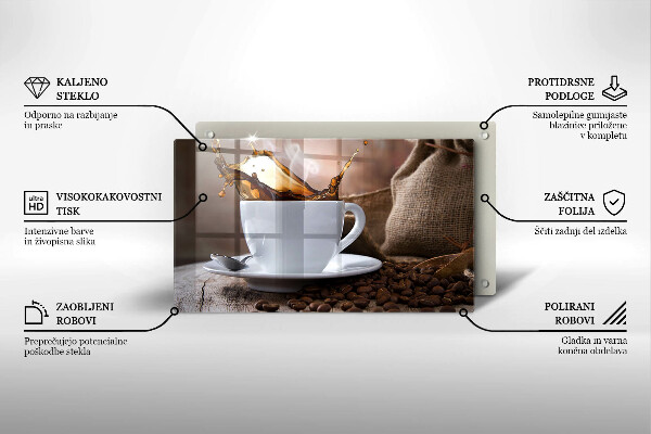 Vidro para placas de indução Uma xícara e grãos de café