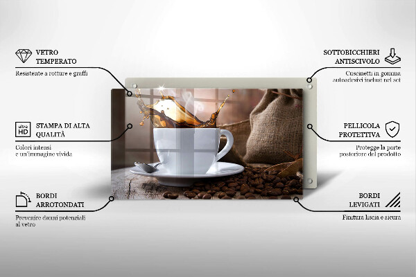 Vidro para placas de indução Uma xícara e grãos de café
