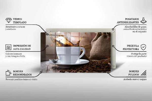 Vidro para placas de indução Uma xícara e grãos de café