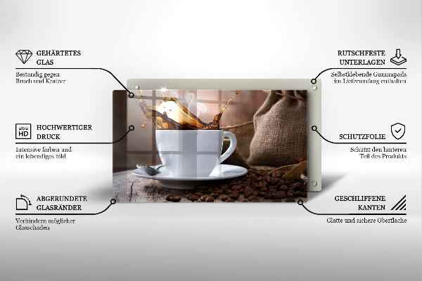 Vidro para placas de indução Uma xícara e grãos de café