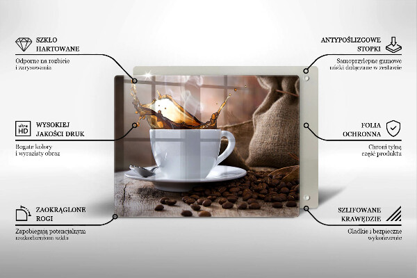 Vidro para placas de indução Uma xícara e grãos de café