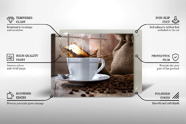 Vidro para placas de indução Uma xícara e grãos de café