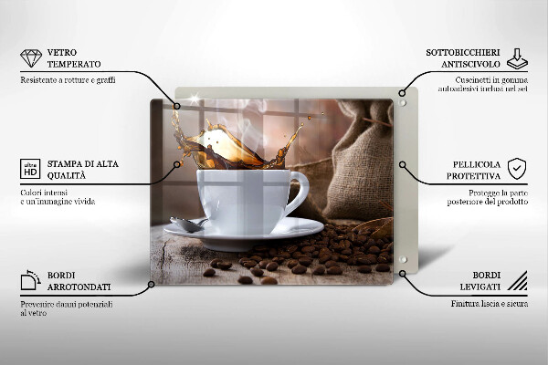 Vidro para placas de indução Uma xícara e grãos de café