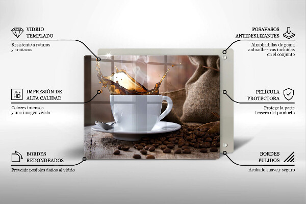 Vidro para placas de indução Uma xícara e grãos de café