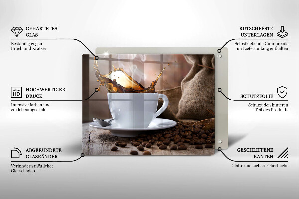 Vidro para placas de indução Uma xícara e grãos de café