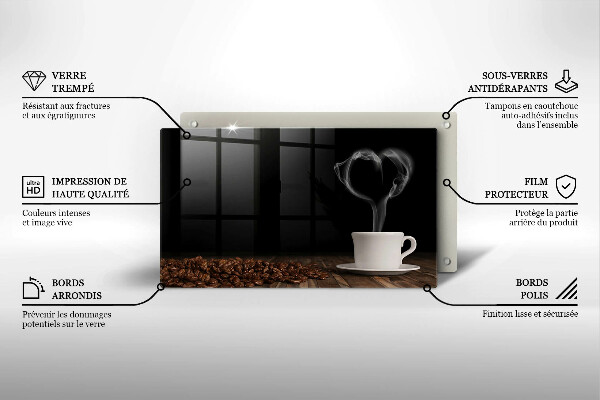 Vidro para placas de indução Coração de xícara de café