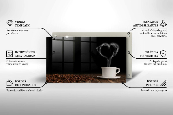 Vidro para placas de indução Coração de xícara de café