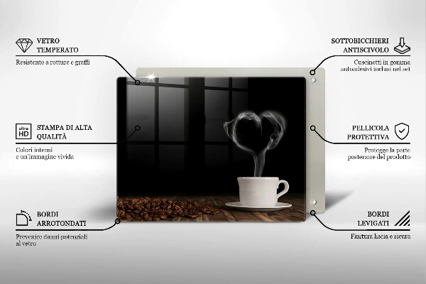 Vidro para placas de indução Coração de xícara de café
