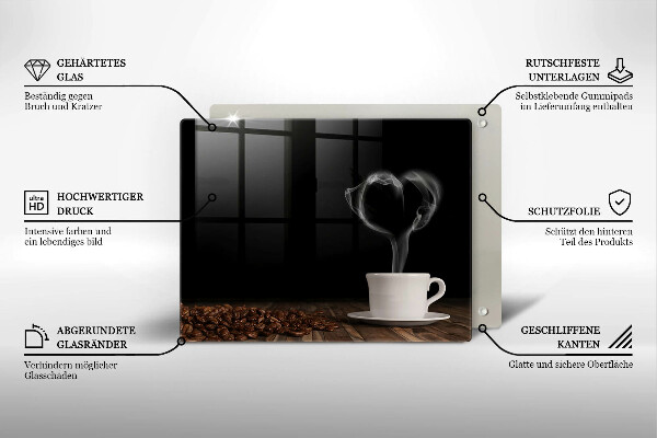 Vidro para placas de indução Coração de xícara de café