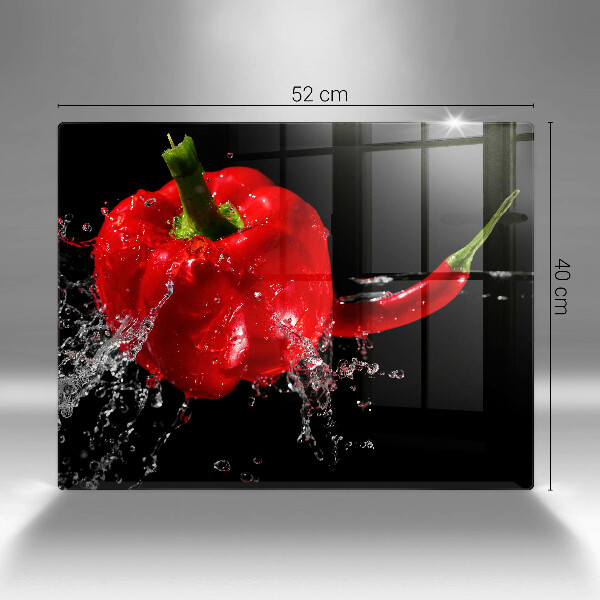 Tampa de parede do fogão a gás Pimentões vermelhos em água