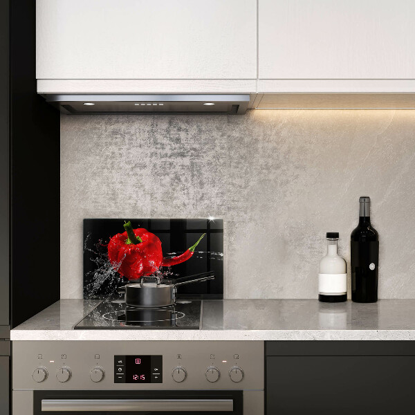 Tampa de parede do fogão a gás Pimentões vermelhos em água