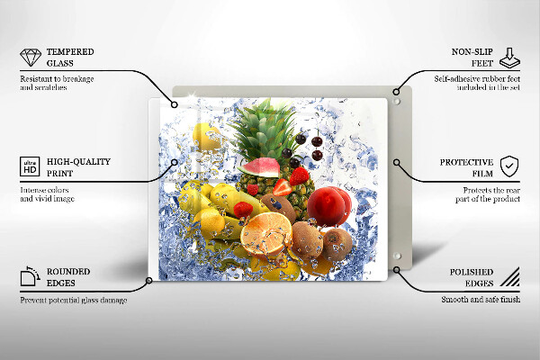 Vidro para placas de indução Frutas suculentas e água