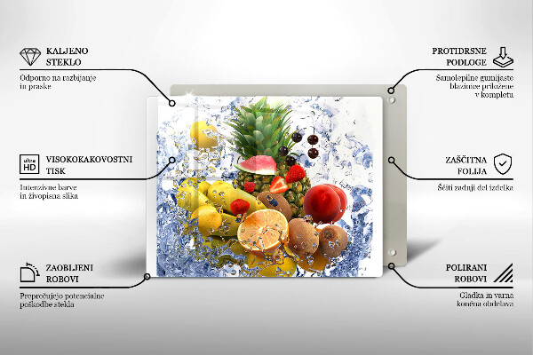 Vidro para placas de indução Frutas suculentas e água