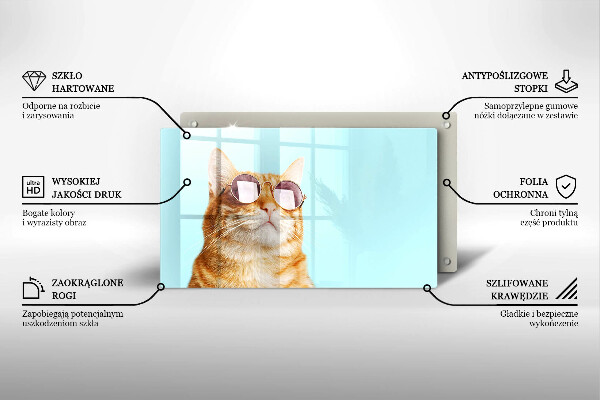 Tampa de parede do fogão a gás Um gato ruivo com óculos