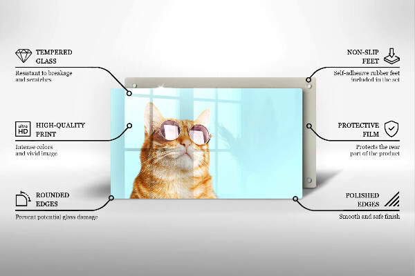 Tampa de parede do fogão a gás Um gato ruivo com óculos