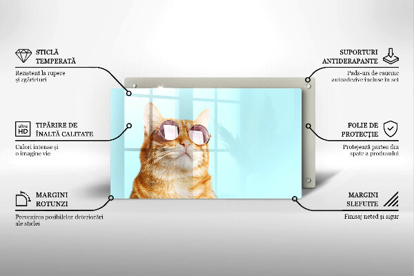 Tampa de parede do fogão a gás Um gato ruivo com óculos