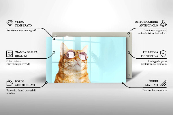 Tampa de parede do fogão a gás Um gato ruivo com óculos