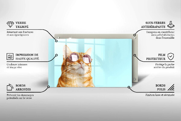 Tampa de parede do fogão a gás Um gato ruivo com óculos