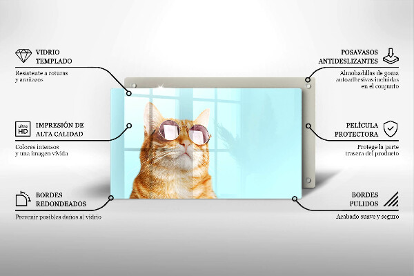 Tampa de parede do fogão a gás Um gato ruivo com óculos