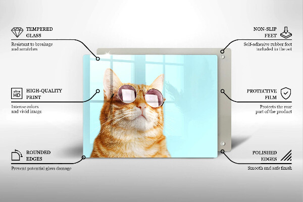 Tampa de parede do fogão a gás Um gato ruivo com óculos