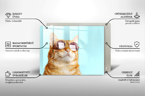 Tampa de parede do fogão a gás Um gato ruivo com óculos