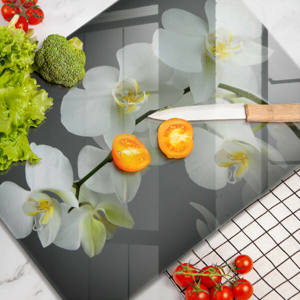 Vidro para placas de indução Flores de orquídea branca