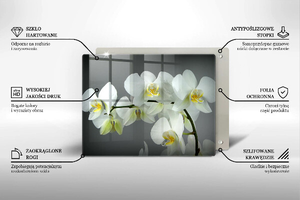Vidro para placas de indução Flores de orquídea branca