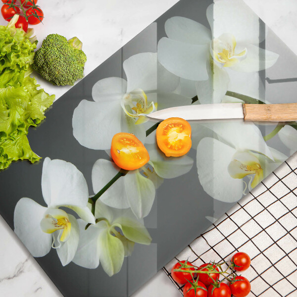 Vidro para placas de indução Flores de orquídea branca