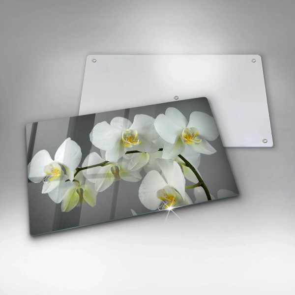 Vidro para placas de indução Flores de orquídea branca