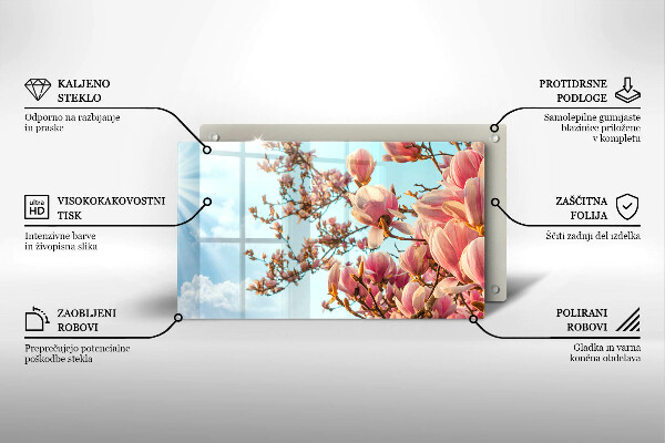 Vidro para placas de indução Árvore de flores rosa
