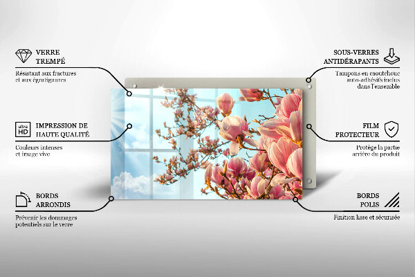 Vidro para placas de indução Árvore de flores rosa