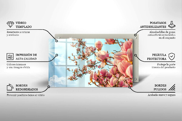 Vidro para placas de indução Árvore de flores rosa