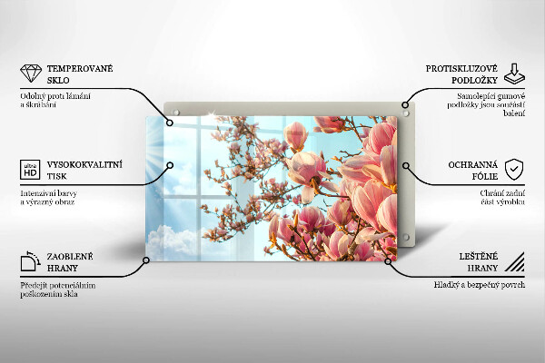 Vidro para placas de indução Árvore de flores rosa