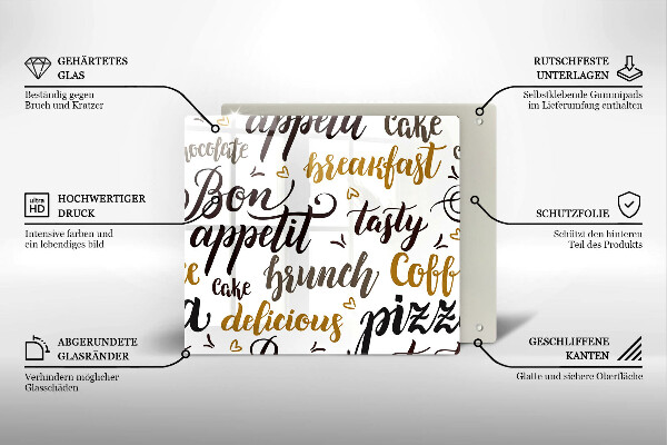 Protetor placa de indução legendas de bom apetite