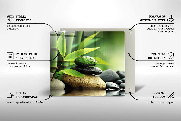 Protetor placa indução Pedras de bambu zen