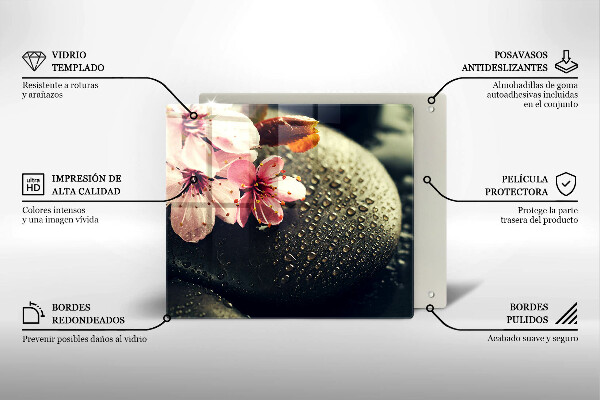 Tábua protetora Flores pedras zen